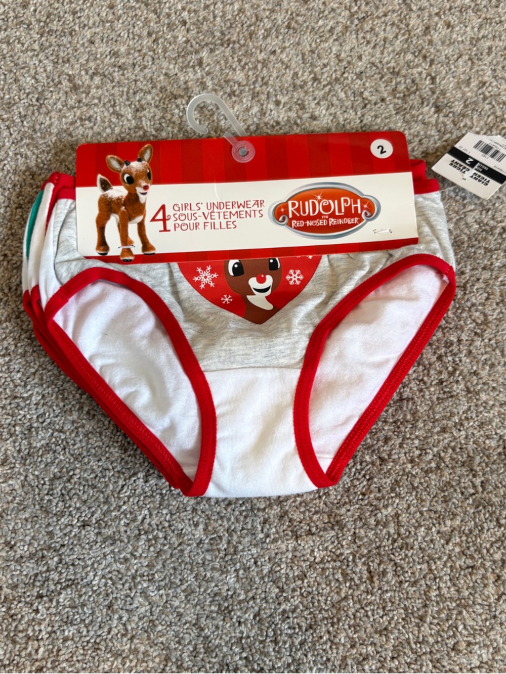 Girl's panties NEW Christmas Reindeer Size 2 Toddler